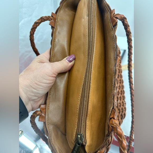 Ellepi Handmade Brown Woven Leather Women's Bag Basket Weave 15” Strap Shoulder - Picture 4 of 8